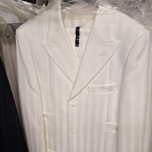 Elegant White Striped Boys Blazer